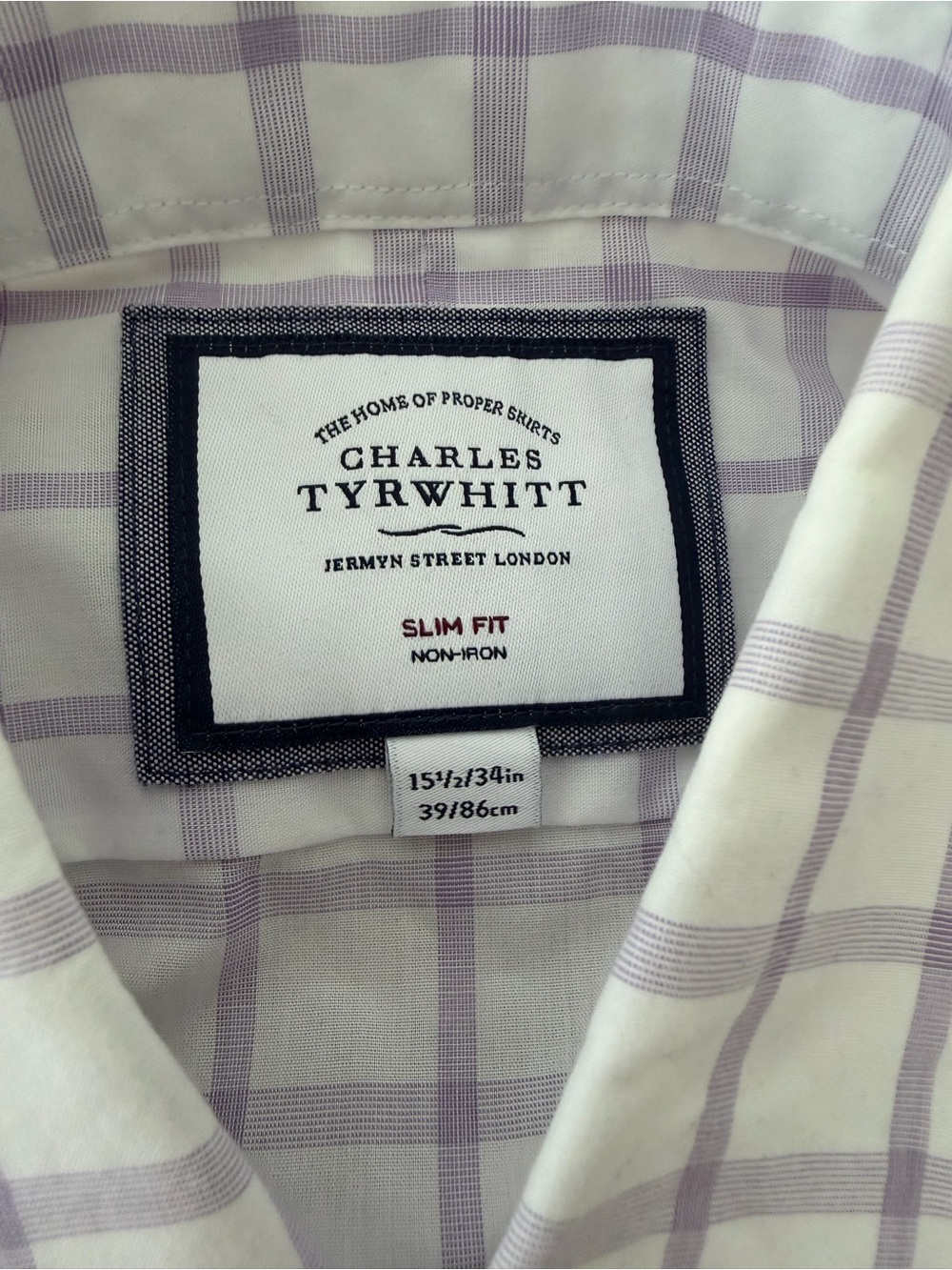Charles Tyrwhitt White and Lavender Checked Men’s Dress Shirt